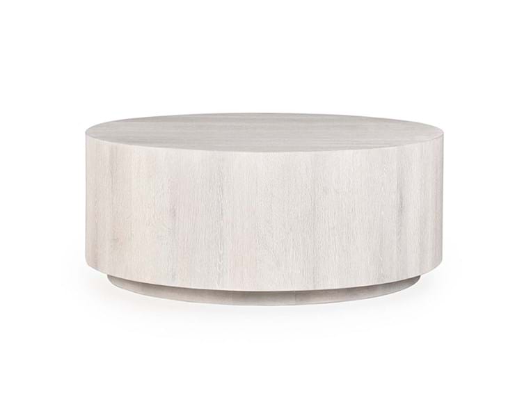 Clean white cream-colored round coffee table.