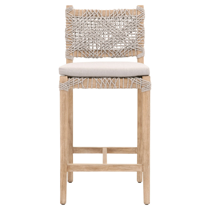Close up of skinny Costa counter stool with white cushion.