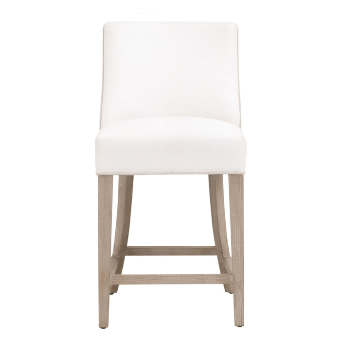Duet peyton pearl counter stool with white cushion.