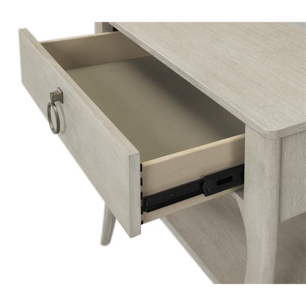 White nightstand for modern bedroom sets at Haven's Furniture.