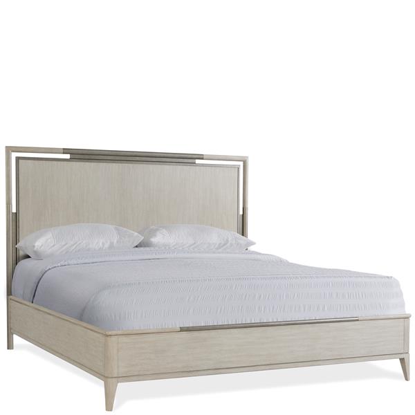 Diagonal queen sand-colored bed frame.