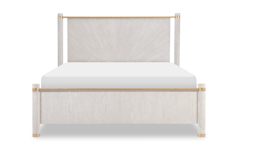 White, beige, and gold bed frame.