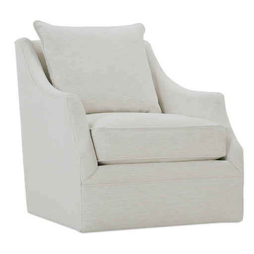 Diagonal view of nomad snow Kara swivel chair.