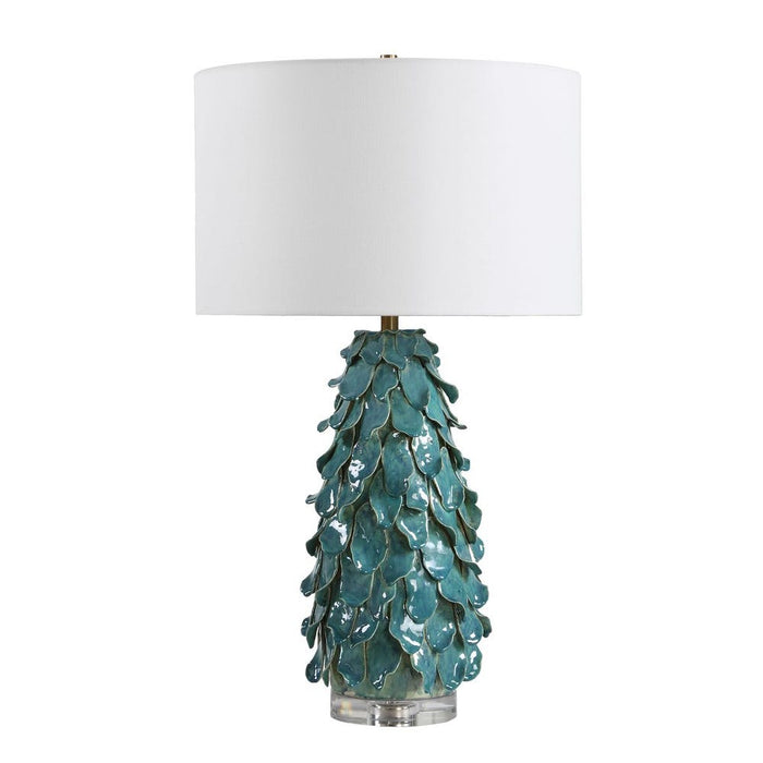 Verdant Leaf Ceramic Table Lamp