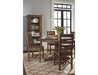Natural round brown dining room furniture set with four chairs.