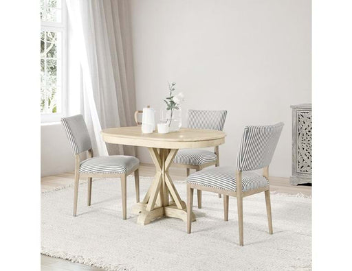 Basic dining room with table, chairs, and no wallcovering, wallpaper, or pictures.
