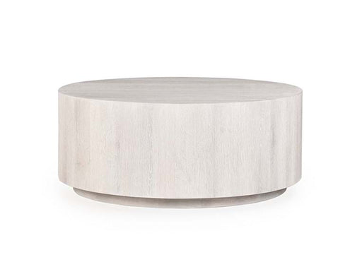 Clean white cream-colored round coffee table.