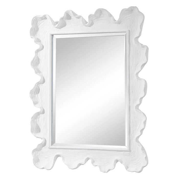 White Coral Round Mirror