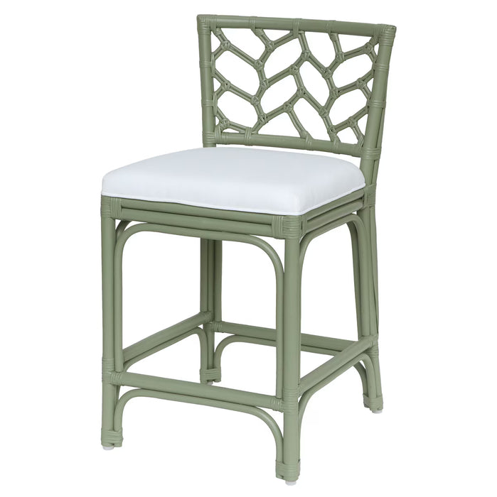 Palmetto Rattan Olive Green Counter Stool