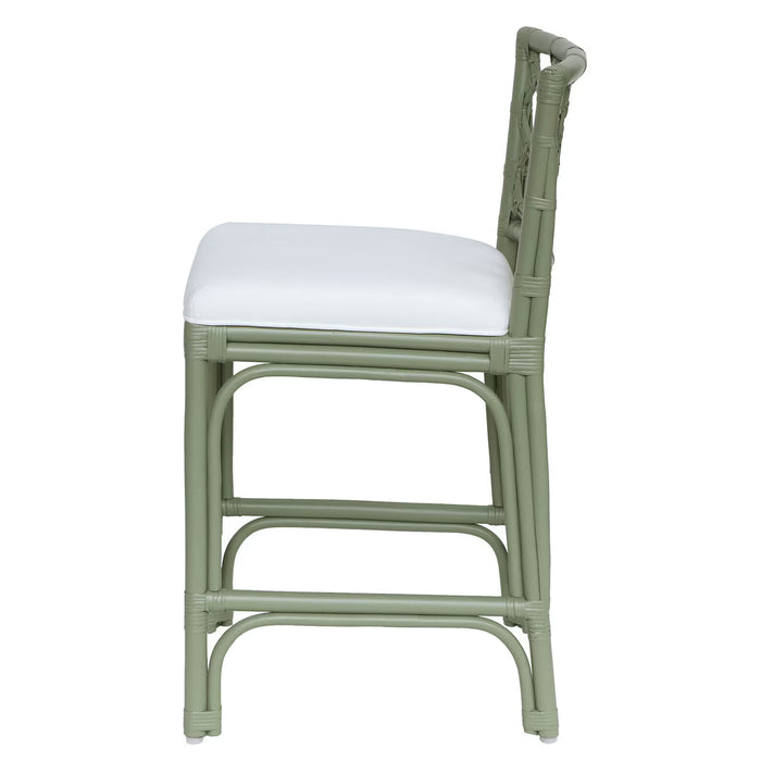 Palmetto Rattan Olive Green Counter Stool