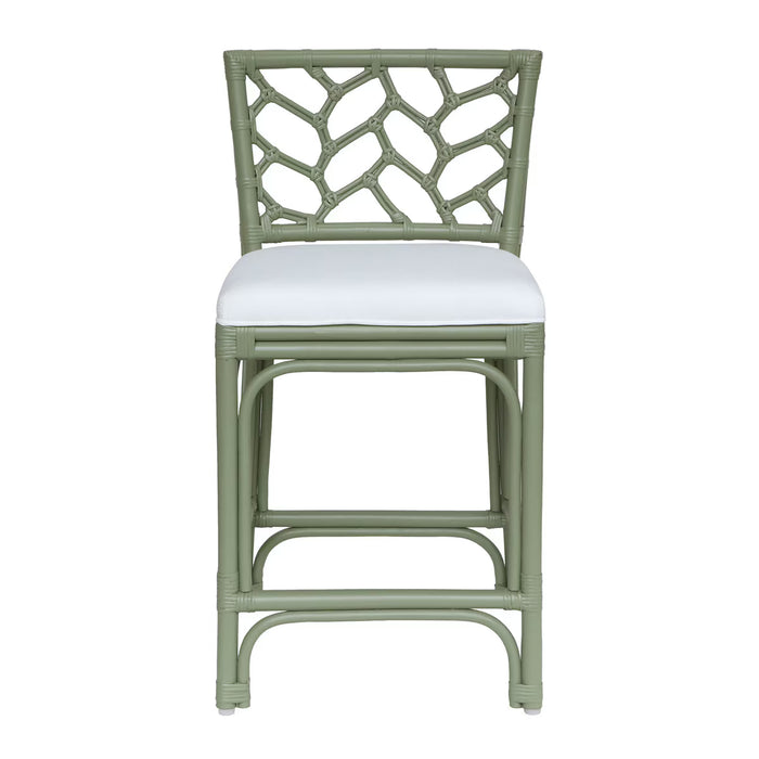 Palmetto Rattan Olive Green Counter Stool