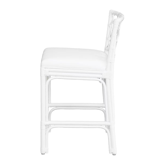 Palmetto Rattan Off White Counter Stool