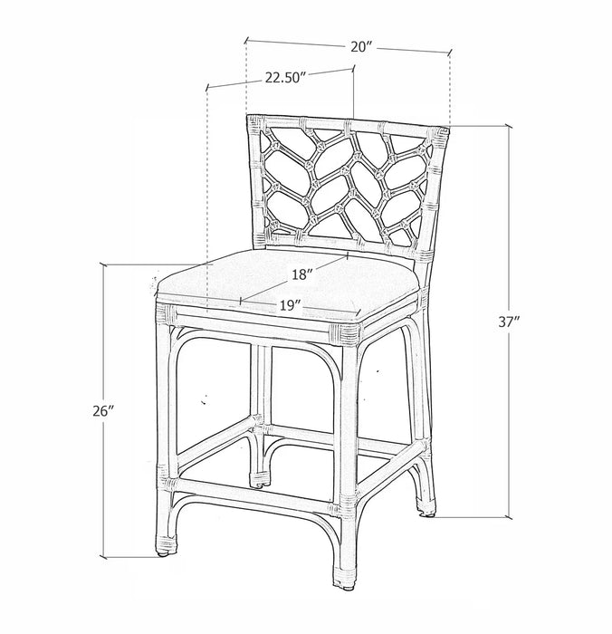 Palmetto Rattan Off White Counter Stool