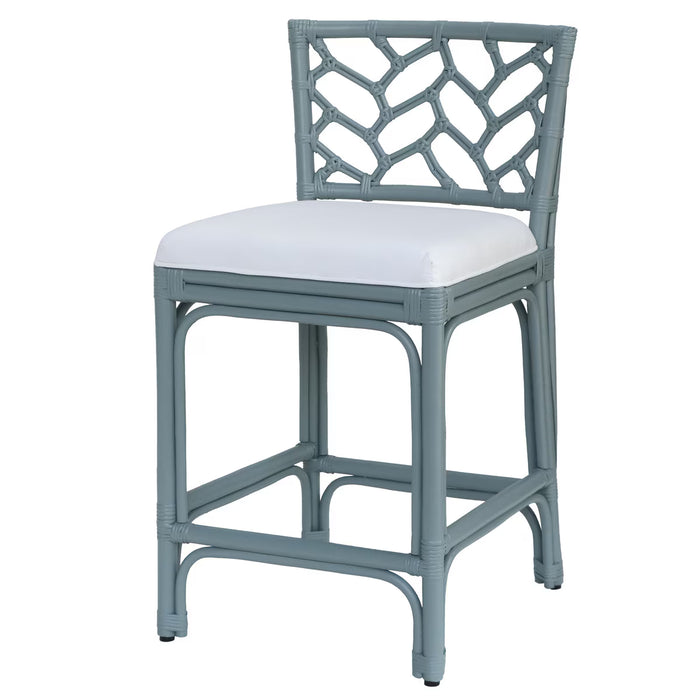Palmetto Rattan Slate Blue Counter Stool