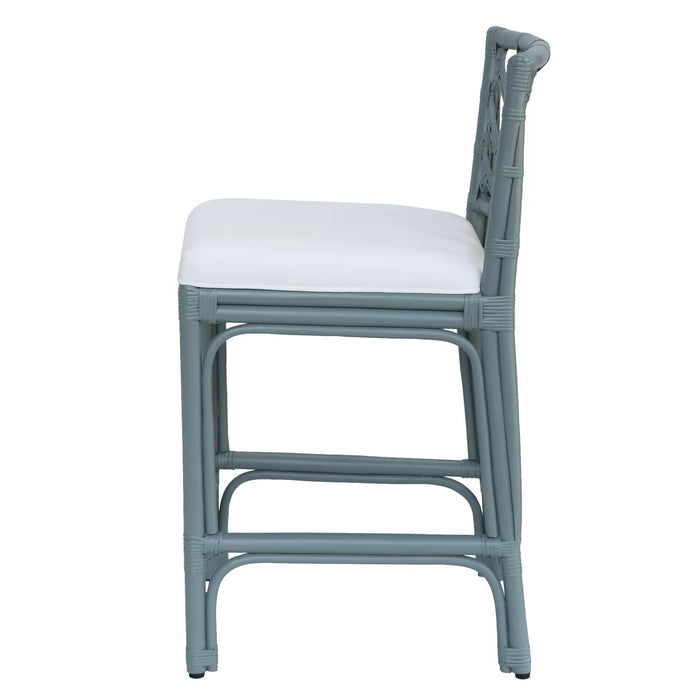 Palmetto Rattan Slate Blue Counter Stool
