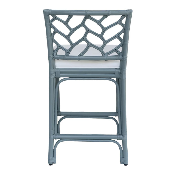 Palmetto Rattan Slate Blue Counter Stool