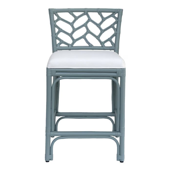 Palmetto Rattan Slate Blue Counter Stool