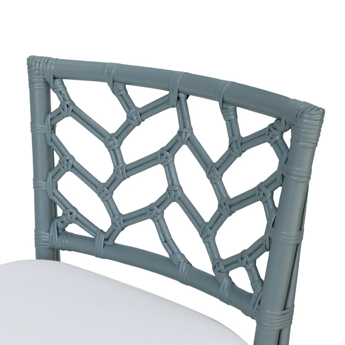 Palmetto Rattan Slate Blue Counter Stool