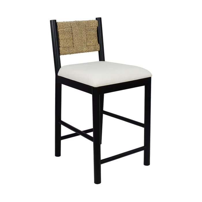 Marina Seagrass Black Counter Stool