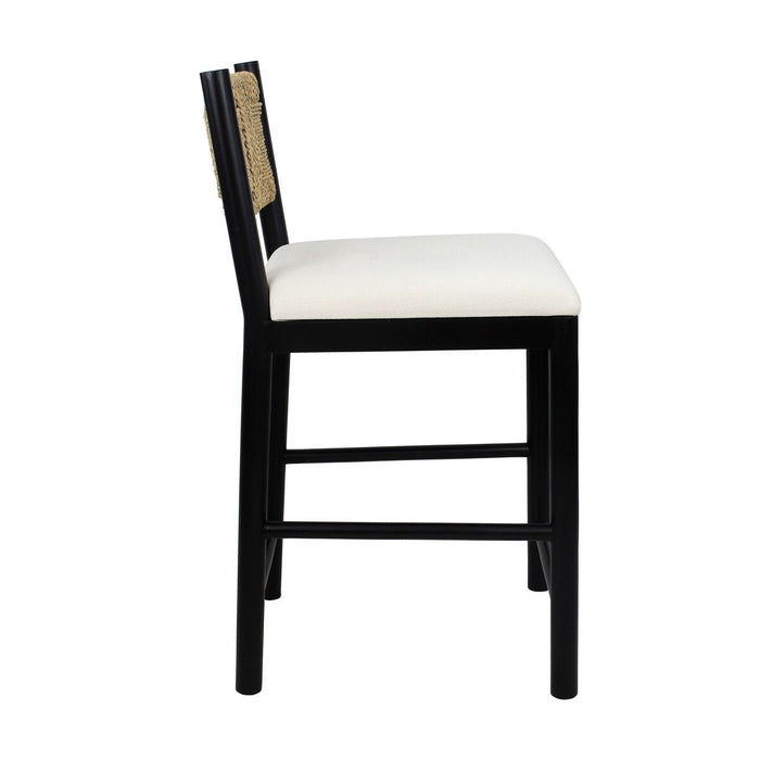 Marina Seagrass Black Counter Stool