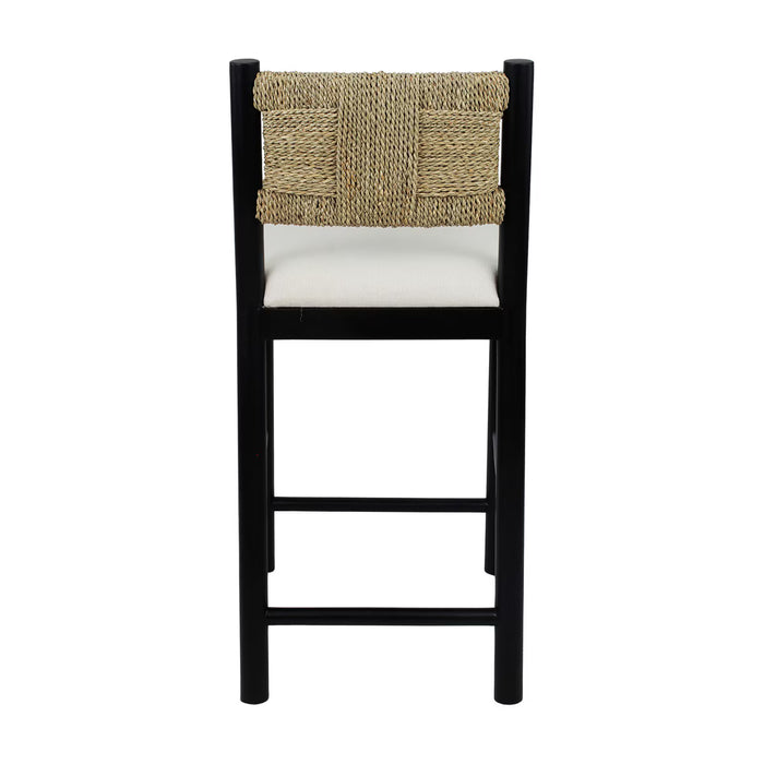 Marina Seagrass Black Counter Stool