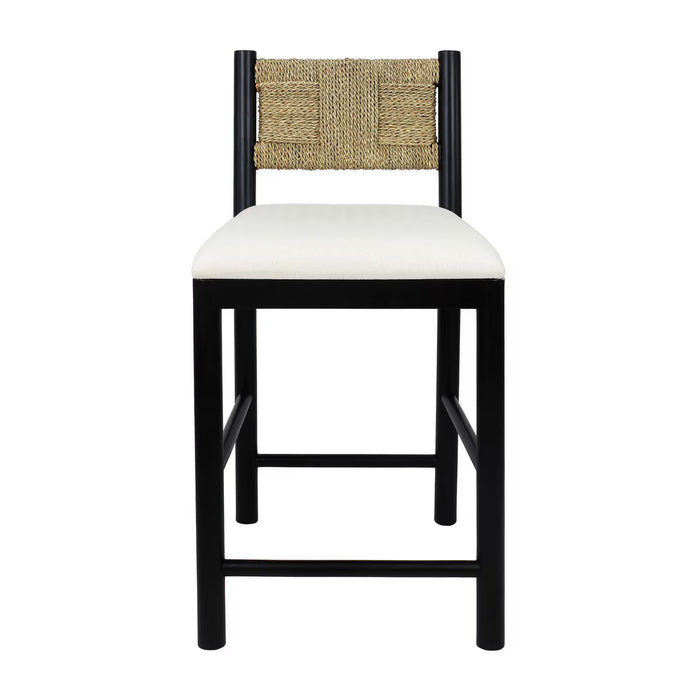 Marina Seagrass Black Counter Stool