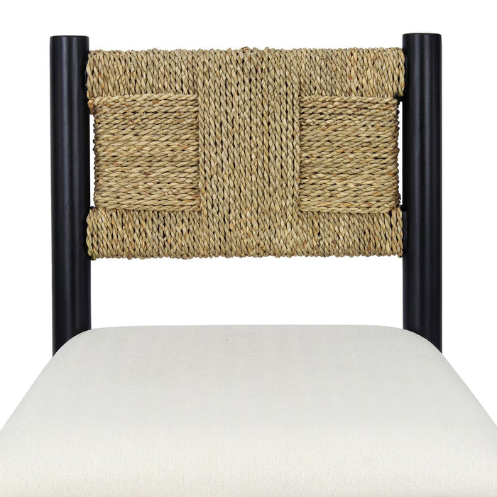 Marina Seagrass Black Counter Stool