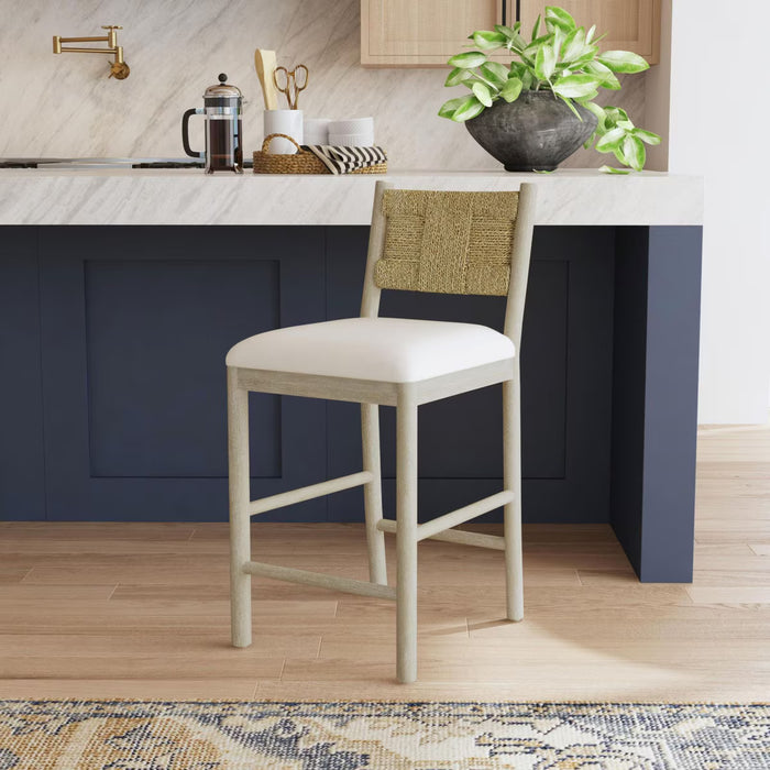 Marina Seagrass Beige Counter Stool
