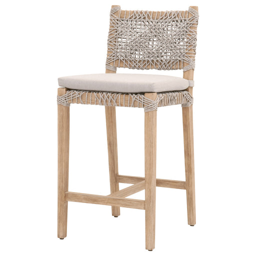 Costa counter stool with tan cushion and back.