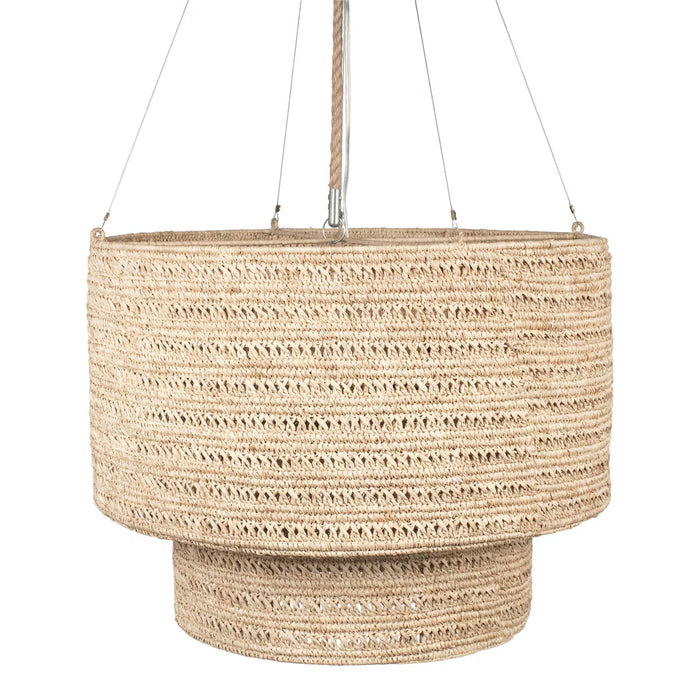 Solana Double Drum Natural Raffia Pendant