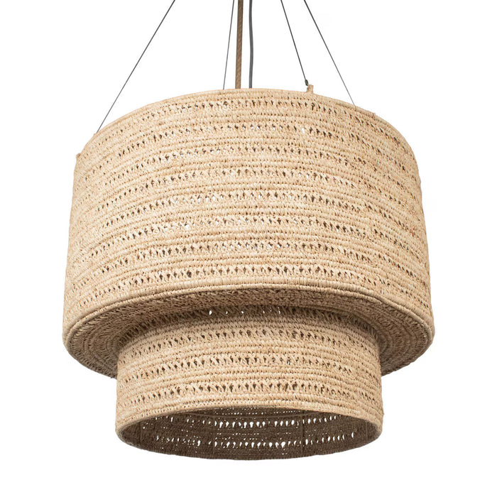 Solana Double Drum Natural Raffia Pendant