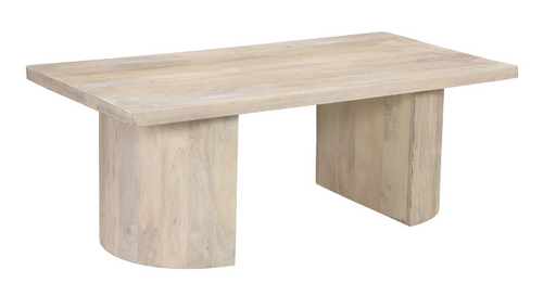 Rustic sand-colored coffee table.