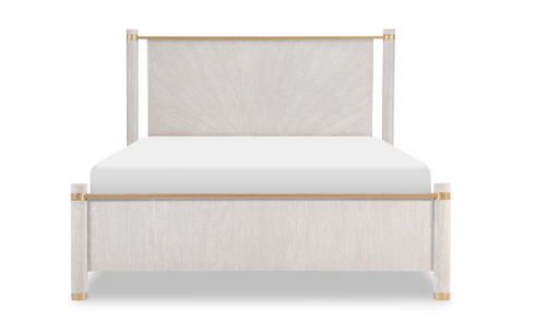 White, beige, and gold bed frame.