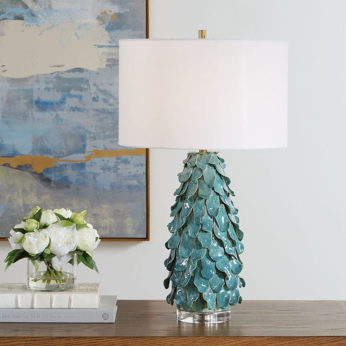 Verdant Leaf Ceramic Table Lamp