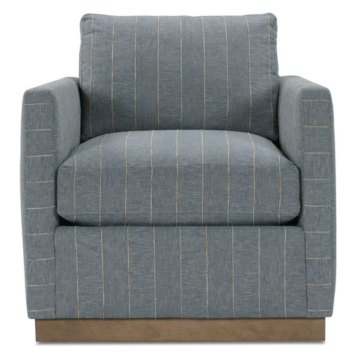Gray and tan striped armchair.