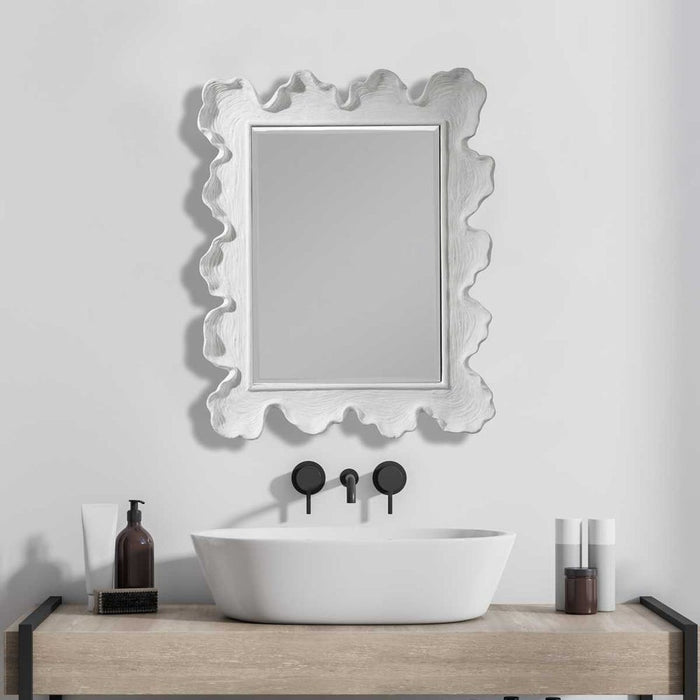 White Coral Round Mirror