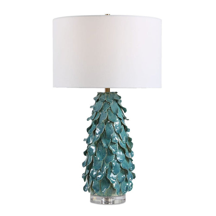 Verdant Leaf Ceramic Table Lamp
