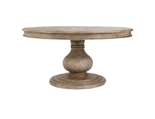 Brown Fresno dining table with bulbous base.