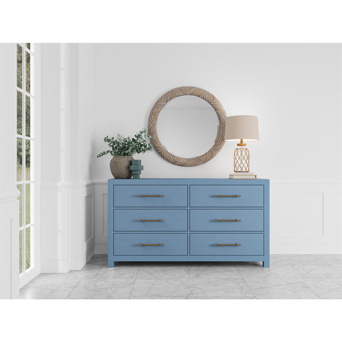 Rosie 6-Drawer Blue Dresser 56"W x 20"D x 36"H Rosie 6-Drawer Blue Dresser 56"W x 20"D x 36"H