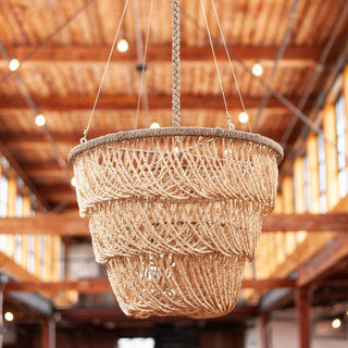 Light brown drape style hanging pendant light.